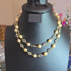 Elegant Gold and Blue Beaded Necklace